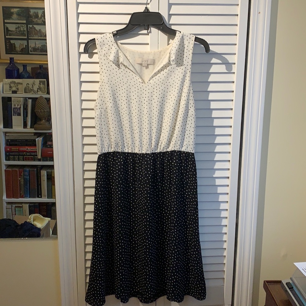 Ann Taylor Loft black and white polka dot dress